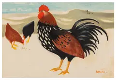 Cock & Hens by Mary Fedden, oil on linen, sold Jun 2026