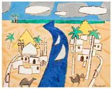 Arabian landscape by Julian Trevelyan, oil on canvas, sold Jun 2026
