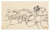 Rocky landscape by Keith Vaughan, oil, sold Jun 2026
