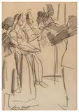 Violinist and Singers by Laura Knight, oil, sold Jun 2026