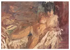 Anneri on Bed signed 'Kuhfeld' (upper left) oil on canvasUnframed: 26.6 x 37 cm by Peter Kuhfeld, oil on canvas, offered Jun 2026