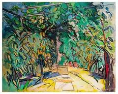 Tropical garden by Peter Coker, oil on canvas, sold Jun 2026
