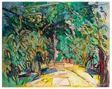 Tropical garden by Peter Coker, oil on canvas, sold Jun 2026