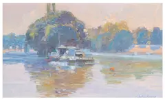 The Thames by Nicholas Verrall, oil on board, sold Jun 2026