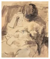 Mary feeding Roger by Ruskin Spear, watercolour and washUnframed, sold Jun 2026