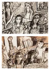 Monochrome Figures by John Bellany, watercolor, sold Jun 2026