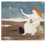 Red-haired woman by Mary Fedden, watercolor, sold Jun 2026