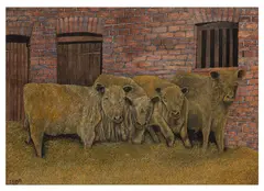 Bull Pen signed 'J LLOYD' (lower left) and titled 'BULL PEN' (verso) watercolour and gouacheUnframed: 38 x 53 cm by James Lloyd, Pen signed 'J LLOYD', sold Jun 2026