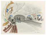 Platform at the Metro in Mabillon by David Gentleman, watercolor, sold Jun 2026