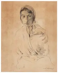Mother and Child by Jacob Kramer, drawing, sold Jun 2026