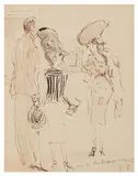 Rue du Faubourg St by Feliks Topolski, drawing, sold Jun 2026