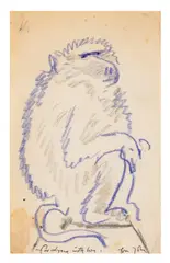 Barbary Ape by John Craxton, charcoal and crayonUnframed, sold Jun 2026