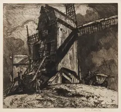 Windmills by Frank Brangwyn, pencil, sold Jun 2026