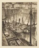 Dieppe Harbour by C. R. W. Nevinson, etching, sold Jun 2026