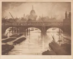 City of London from Waterloo Bridge by C. R. W. Nevinson, pencil, sold Jun 2026