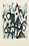 Black Element 1950 signed, dated, titled and numbered 23/25 in pencil lithograph in colours on wove framed ARR Dimensions:sheet 50.5 x 30.5cm by William Gear, pencil, offered Jun 2026