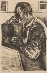 Self Portrait 1953 by John Bratby, pencil, offered Jun 2026