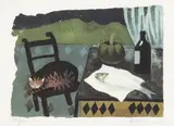 Cat and Fish by Mary Fedden, pencil, sold Jun 2026