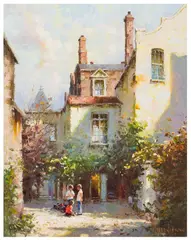 Old Courtyard by Ivars Jansons, oil on canvas, sold May 2026