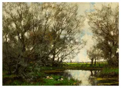 Ducks by a Pond by Arnold Marc Gorter, oil on canvas, sold May 2026