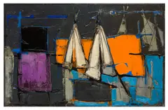 Les Bateaux à Voiles by Claude Venard, oil on canvas, sold May 2026