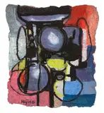 Composition signed 'Kijno' (lower right) mixed mediaUnframed: 35 x 32 cm by Ladislas Kijno, oil, offered May 2026