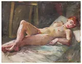 Reclining nude signed 'A Reifenberg' (lower right) oil on canvasUnframed: 76.4 x 96.6 cm by Adèle Reifenberg, oil on canvas, sold May 2026