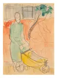 Study for Woman with a Pushchair by Alexander Rusakov, pencil and watercolour on paper, offered May 2026