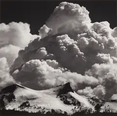 Unicorn Peak and Thunderclouds by Ansel Adams, Silver gelatin print, printed later, flush-mounted to board, image size, sold May 2026