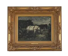 Horse and cart by Gregor von Bochmann, Oil on panel, offered Jan 2026