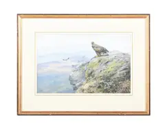 Golden eagle on an outcrop by George Edward Lodge, Watercolour and gouache, offered Jan 2026