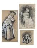 Untitled by Luke Fildes, Charcoal heightened with white bodycolour One signed with initials, offered Jan 2026