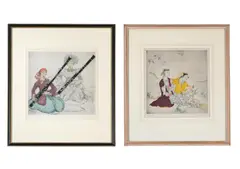 Bassoons; two figures by Elyse Ashe Lord, Etching in colours, offered Jan 2026