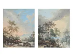 Couple in a landscape by Patrick Nasmyth, Oil on card, a pair, offered Nov 2025