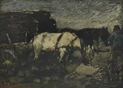 Horse and cart by Gregor von Bochmann, Oil on panel, offered Nov 2025