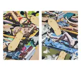 High rise, diptych by Jake Clark, Oil, collage and flip-flop on canvas Each signed and inscribed, offered Oct 2025