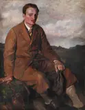 Portrait of a seated gentleman in an extensive landscape by C. Collas, Oil on canvas laid to board, offered Oct 2025