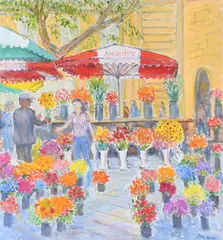 The flower market by Frederick Gore, Oil on canvas, offered Oct 2025