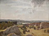 Vast landscape with river beyond by Algernon Talmage, Oil on canvas, offered Oct 2025