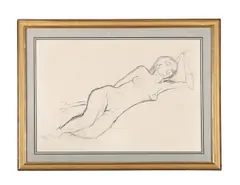 Reclining nude by Edward Wolfe, Pencil, offered Aug 2025