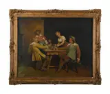 In the tavern by C. Giovani, Oil on canvas, offered Jul 2025