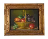 Still life fruit in a basket by L. Frank, Oil on canvas, offered Jul 2025