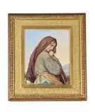 Portrait of a girl with a shawl by Augustus Jules Bouvier, Watercolour, offered Jul 2025