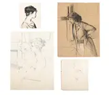 Figures studies by Keith Grant, Pencil and ink The largest, offered Jul 2025