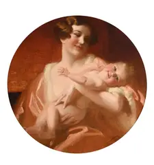 The joy of motherhood by Frank O. Salisbury, 1934, Oil on canvas, painted oval, offered Jul 2025