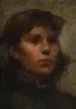Head study of a girl by Fred Hall, Oil on canvas, offered Jul 2025