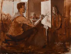 Jehan daly painting janet by John Stanton Ward, Oil on canvas laid to board, offered Jul 2025