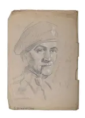 Study of a soldier smoking a pipe by Eric Kennington, Pencil and chalk, offered Jul 2025