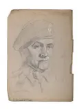 Study of a soldier smoking a pipe by Eric Kennington, Pencil and chalk, offered Jul 2025