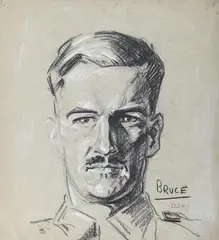 Bruce, 52nd htn by Eric Kennington, Charcoal and chalk, offered Jul 2025